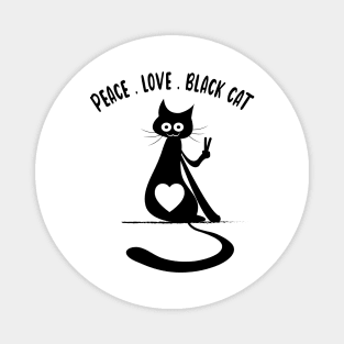 Peace Love Black Cat Kitty Cat Lovers Magnet